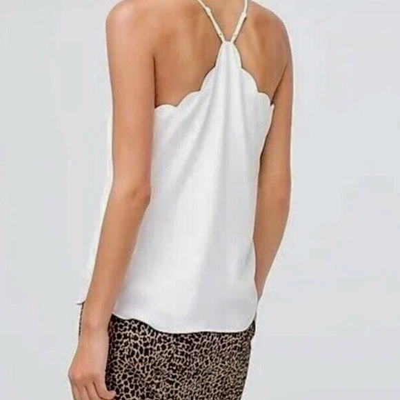J. Crew Factory Ivory Scalloped Trim Adjustable Racerback Cami Women’s Size 2 - Picture 2 of 15